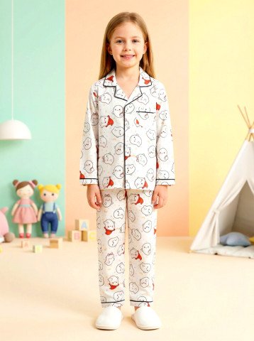 Cute Ghost Print 100% Cotton Unisex Kids Night Suit