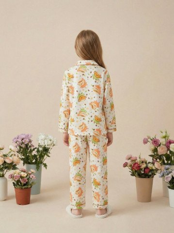 Cute Sunshine Print 100  Cotton Unisex Kids Night Suit