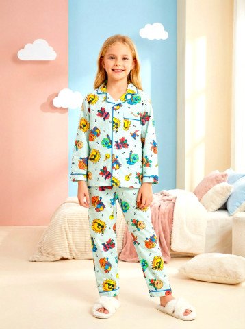 Happy Planet Print 100% Cotton Unisex Kids Night Suit