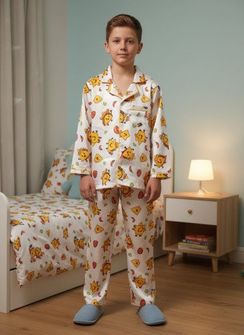Kids Premium Satin Cheese Character Print Night Suit