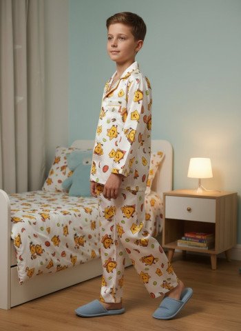 Kids Premium Satin Cheese Character Print Night Suit