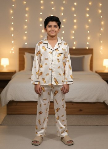 Kids Premium Satin Chess Print Night Suit