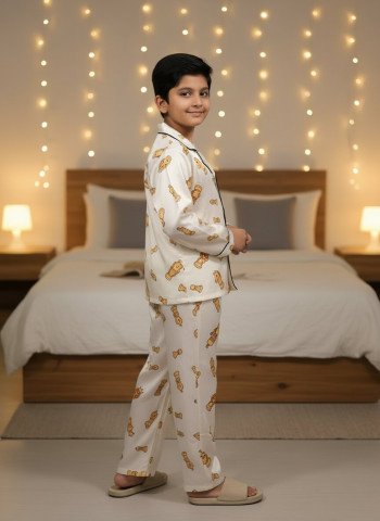 Kids Premium Satin Chess Print Night Suit