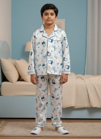 Kids Premium Satin Gaming Print Night Suit