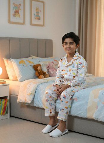 Kids Premium Satin Ice Cream Print Night Suit