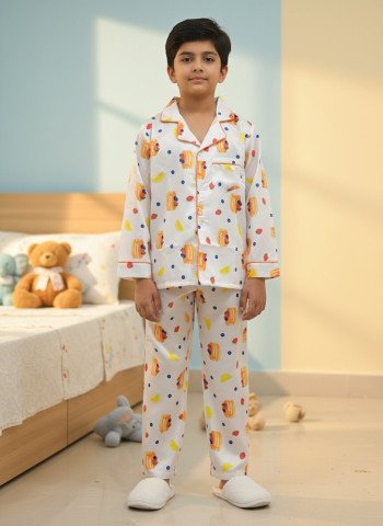Kids Premium Satin Pancake & Fruit Print Night Suit