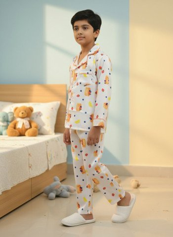 Kids Premium Satin Pancake & Fruit Print Night Suit