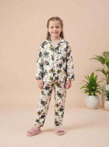 Magical Panda Adventure Print 100  Cotton Unisex Kids Night Suit