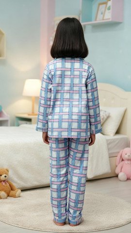 Pastel Check Print 100% Cotton Unisex Kids Night Suit