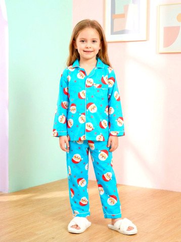 Santa Claus Print 100% Cotton Unisex Kids Night Suit